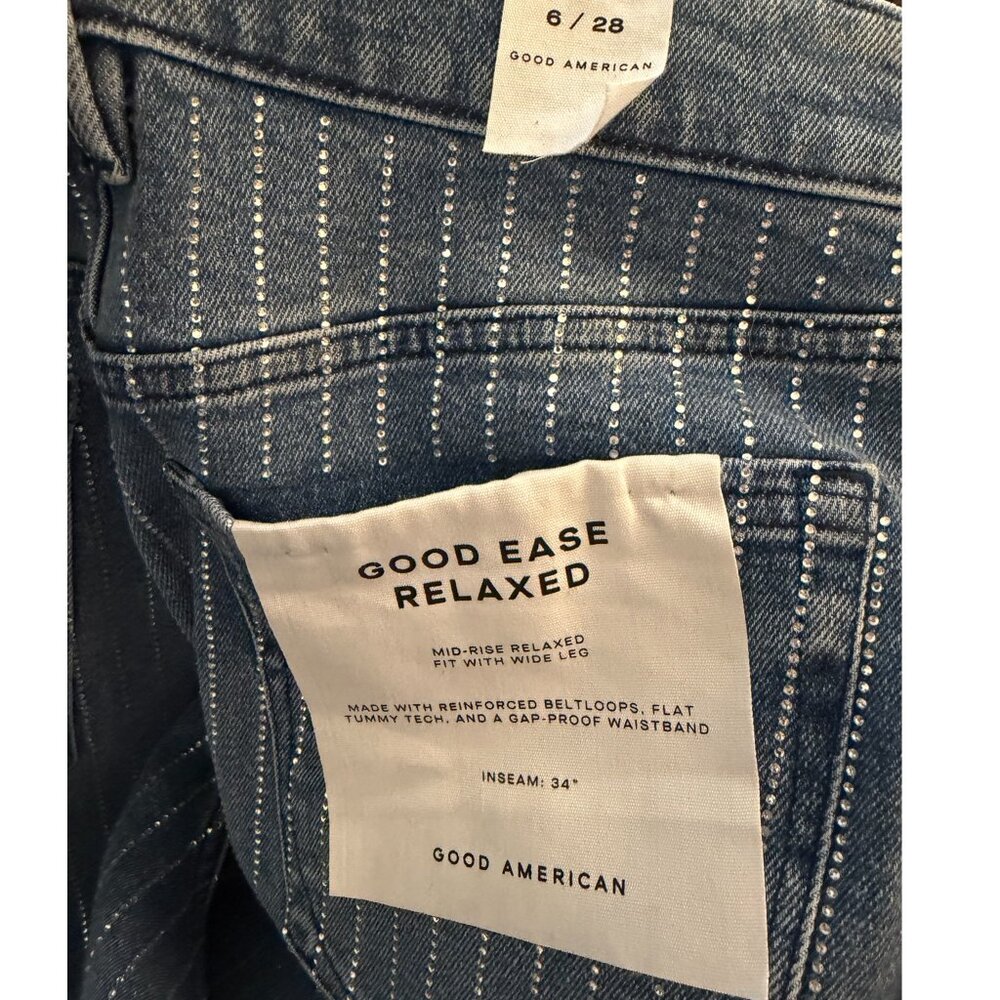 Good American Blue Pinstripe Wide-Leg Jeans - Picture 4 of 4